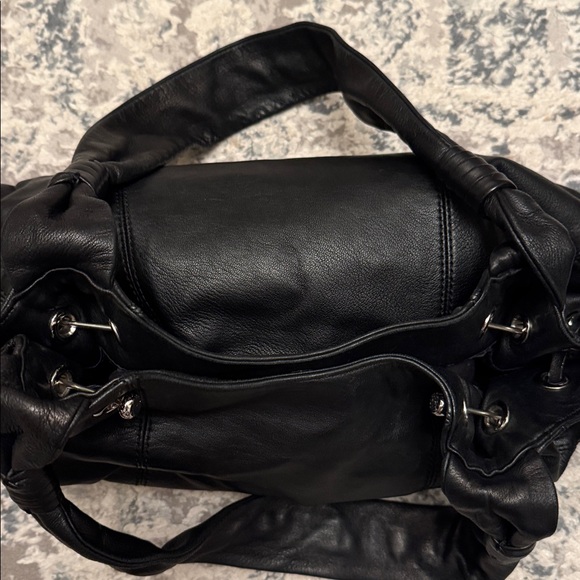 Perlina Black Classic Italian Leather Slouch handbag excellent condition - Picture 8 of 9